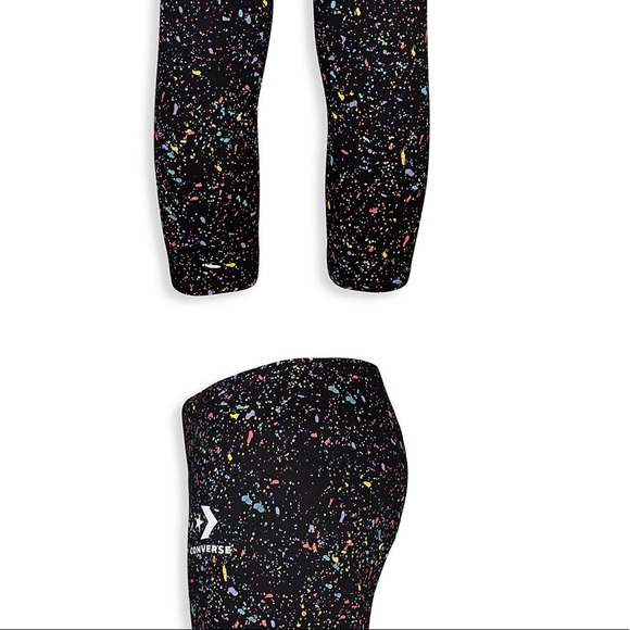 CONVERSE NWT AUTHENTIC LITTLE GIRL’S BLACK SPLATTER LEGGINGS - Picture 4 of 9